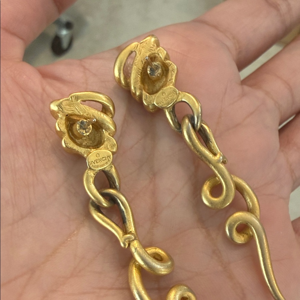 RARE vintage Givenchy snake Elegant Gold Earrings - Picture 3 of 4